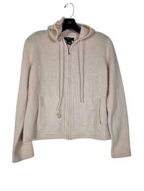 Daniel Bishop 100% cashmere  peach Hooded Knit Sweater full zip